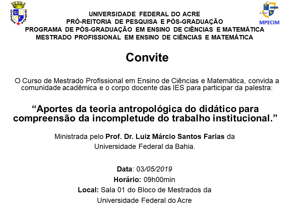 Mpecim convite para palestra campus floresta
