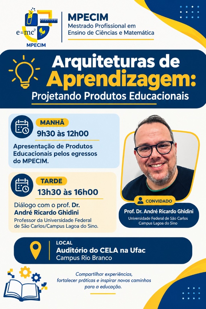 Arquiteturas de Aprendizagem: Projetando Produtos Educacionais, com a participação do Prof. Dr. André Ricardo Ghidini, da Universidade Federal de São Carlos (UFSCar).