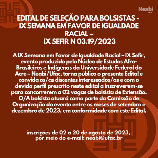 Edital 01/2023 (NEABI-UFOP) - Concurso para seleção da bandeira do