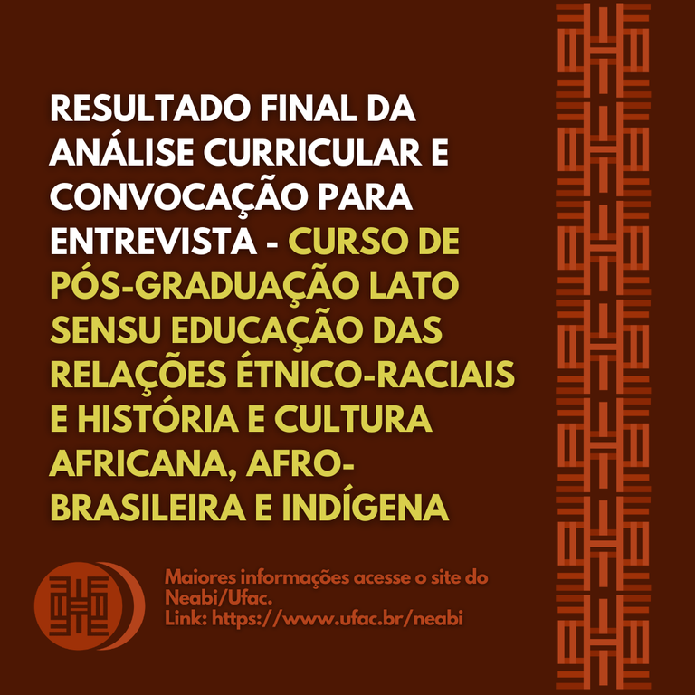 Curso de Pós-Graduação Lato Sensu Educação das Relações Étnico-Raciais e História e Cultura Africana, Afro-Brasileira e Indígena (1).png Curso de Pós-Graduação Lato Sensu Educação das Relações Étnico-Raciais e História e Cultura Africana, Afro-Brasileira e Indígena (1).png