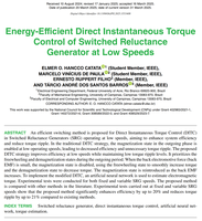 Energy-Efficient Direct Instantaneous Torque Control of Switched Reluctance Generator at Low Speeds