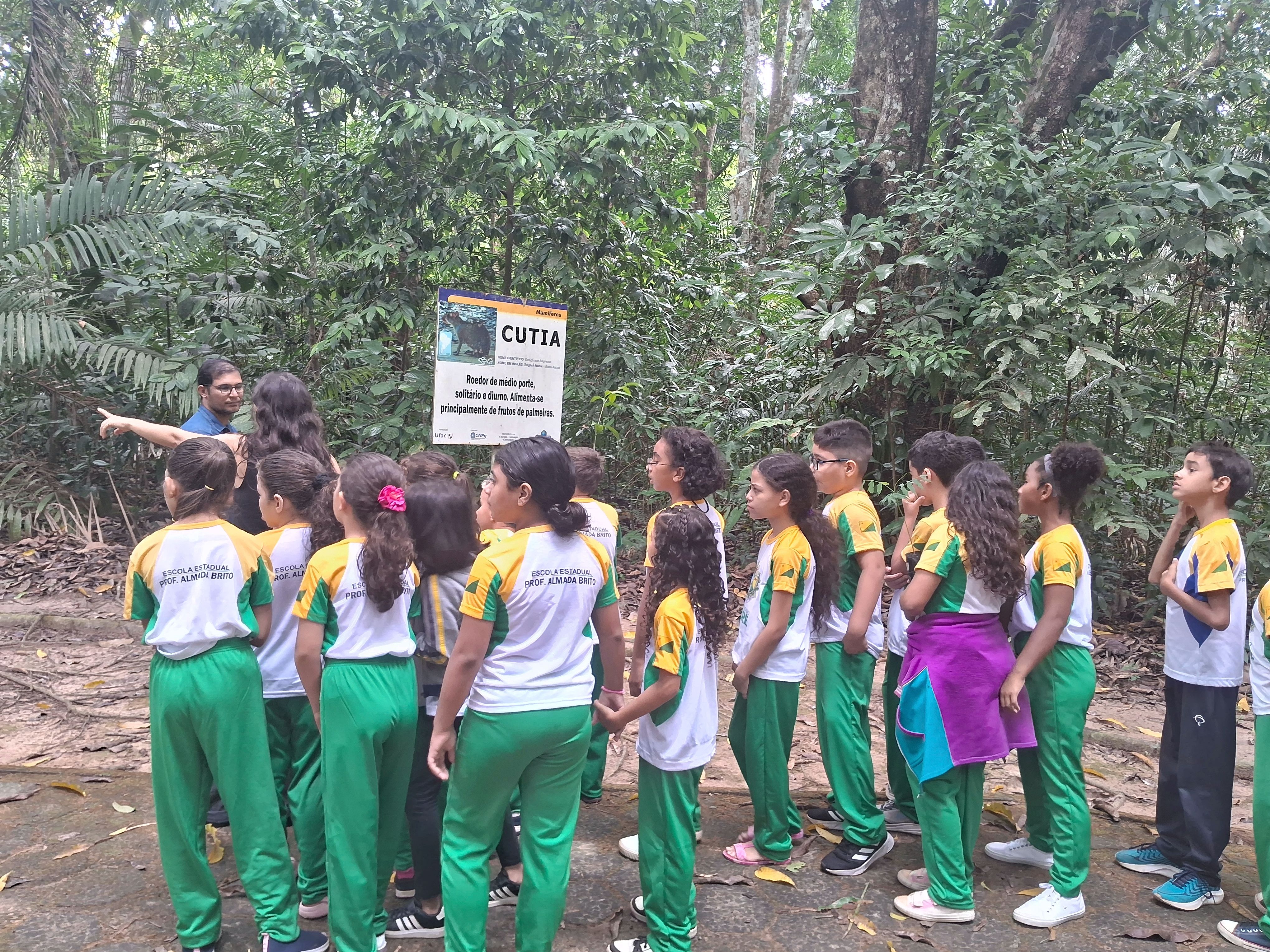 Guiando as crianças na visita Guiando as crianças na visita