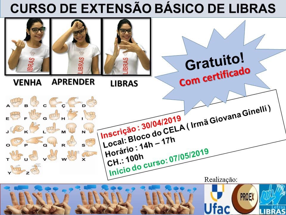 Ufac abre inscrições para curso de Libras nesta 3ª-feira