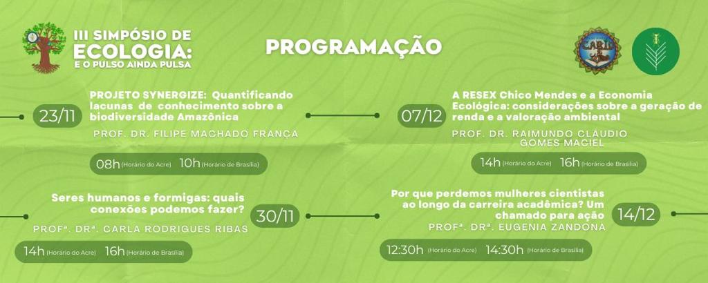 Simpósio de Ecologia da Ufac ocorre on-line com ciclo de palestras Simpósio de Ecologia da Ufac ocorre on-line com ciclo de palestras